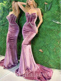 Velvet Mermaid Elegant Modest Party Glitter Long Women Evening Prom Dresses PD727