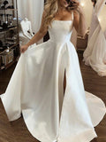 Vintage A-line Elegant Sleeveless Beach Long Wedding Dresses WD172