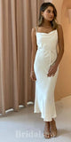 White Champagne Pink Grey Mermaid Simple Spaghetti Straps Long Prom Dresses, Bridesmaid Dresses  PD1092