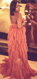Off White Tulle Tiered Sweetheart High Low Prom Dresses, Formal Evening Dress PD268