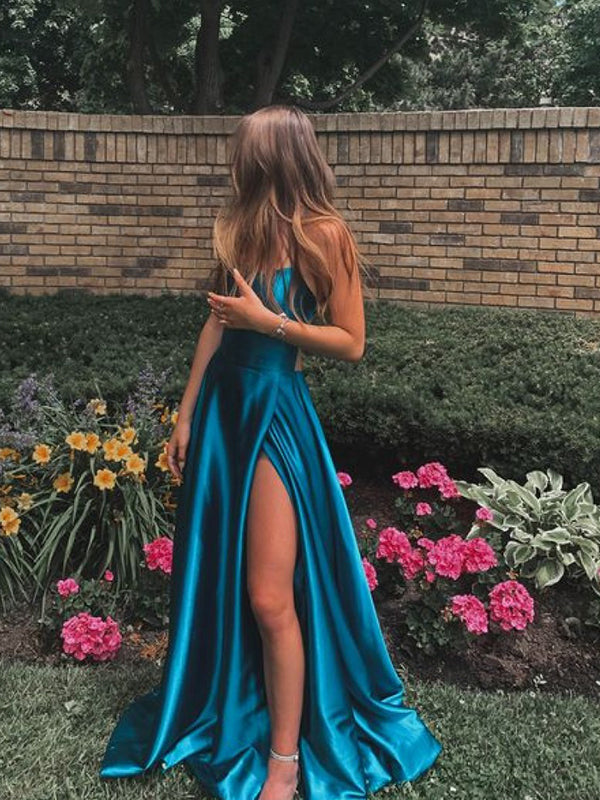 Zapaka Women's Tulle Light Blue A-line Spaghetti Straps Beading Prom Party  Dress – ZAPAKA