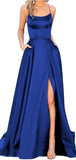 Women's Fashion Halter Satin Long Open Back Dinner Party Prom Dresses PD137