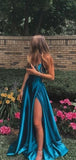 Women's Fashion Halter Satin Long Open Back Dinner Party Prom Dresses PD137