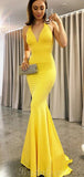 Yellow Halter Mermaid Formal Black Girls Slay Elegant Evening Modest Long Prom Dresses PD476