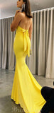 Yellow Halter Mermaid Formal Black Girls Slay Elegant Evening Modest Long Prom Dresses PD476