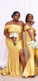 Yellow Mermaid Elegant Long Formal Bridesmaid Dresses, Wedding Guest Dress BD161