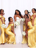 Yellow Mermaid Elegant Long Formal Bridesmaid Dresses, Wedding Guest Dress BD161