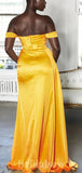 Yellow Mermaid Simple Fashion Slit Popular Long Party Evening Prom Dresses PD955
