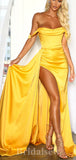 Yellow Mermaid Simple Fashion Slit Popular Long Party Evening Prom Dresses PD955