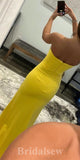 Yellow Mermaid Simple Strapless New Popular Long Party Evening Prom Dresses PD980
