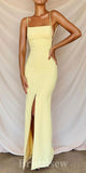Yellow Mermaid Simple Straps New Popular Long Party Evening Prom Dresses PD981