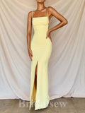 Yellow Mermaid Simple Straps New Popular Long Party Evening Prom Dresses PD981