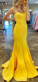 Yellow Simple Mermaid Black Girls Slay Elegant Evening Formal Long Prom Dresses PD462