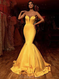 Yellow Simple Mermaid Elegant Formal Long Prom Dresses, Evening Dress PD426