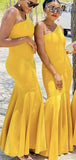 Yellow Simple Mermaid Long Formal Bridesmaid Dresses, Wedding Party Guest Dress BD105