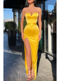 Yellow Strapless Mermaid Sexy Elegant Black Girls Slay Women Long Evening Prom Dresses PD596